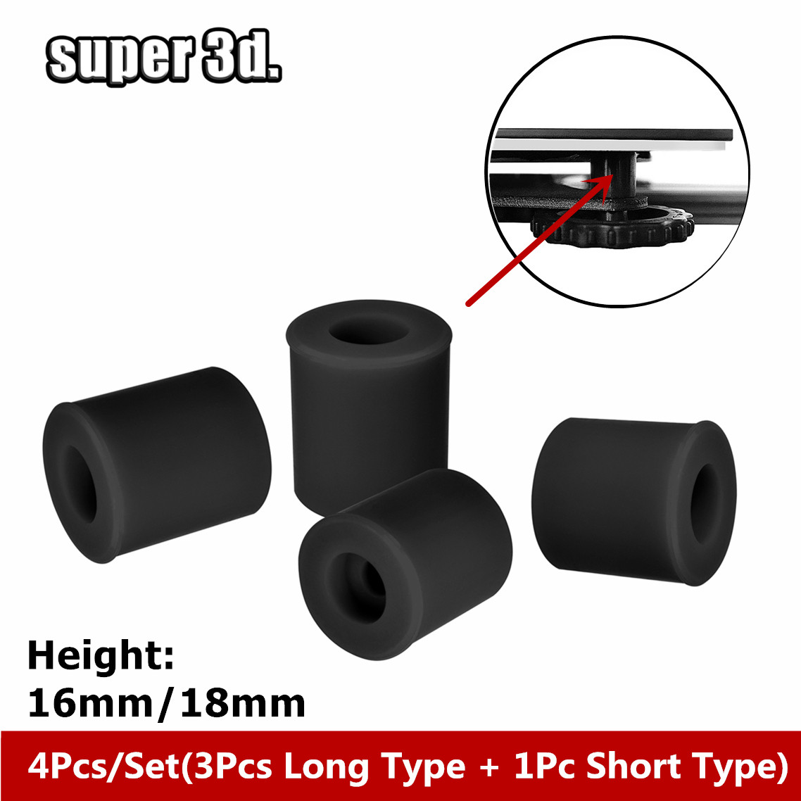 3D Printer Stand - 4/8/20pcs Heißbett-Nivellierung Silikons äulen halterungen 16/18mm
