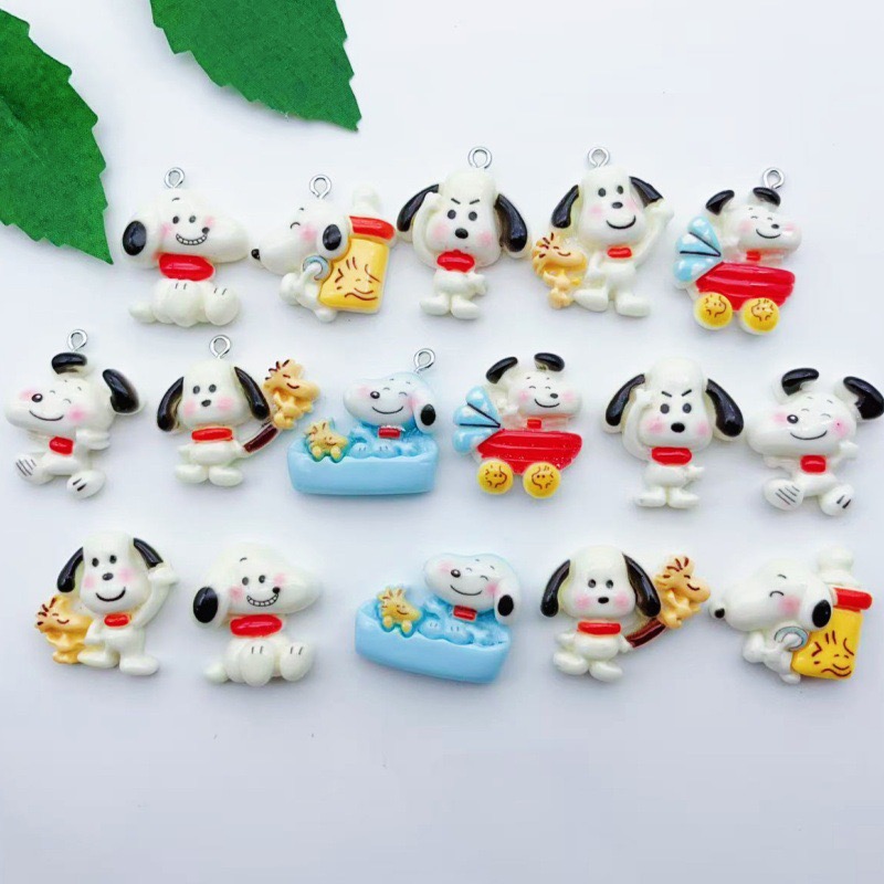 Resin - 12 Stück Cartoon-Hunde-Anhänger aus Kunstharz, DIY-Schmuckherstellung,