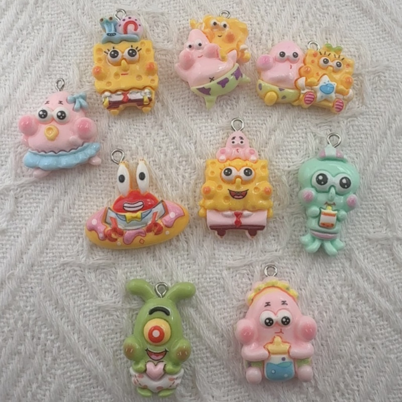 Resin - 10 Stück Cartoon-Harzanhänger, DIY-Schmuckherstellung, Ohrringe, Schlüsselanhänger-Zubehör